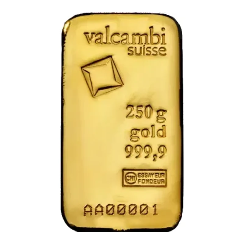 250g Gold Bar - Valcambi | Cast Bar