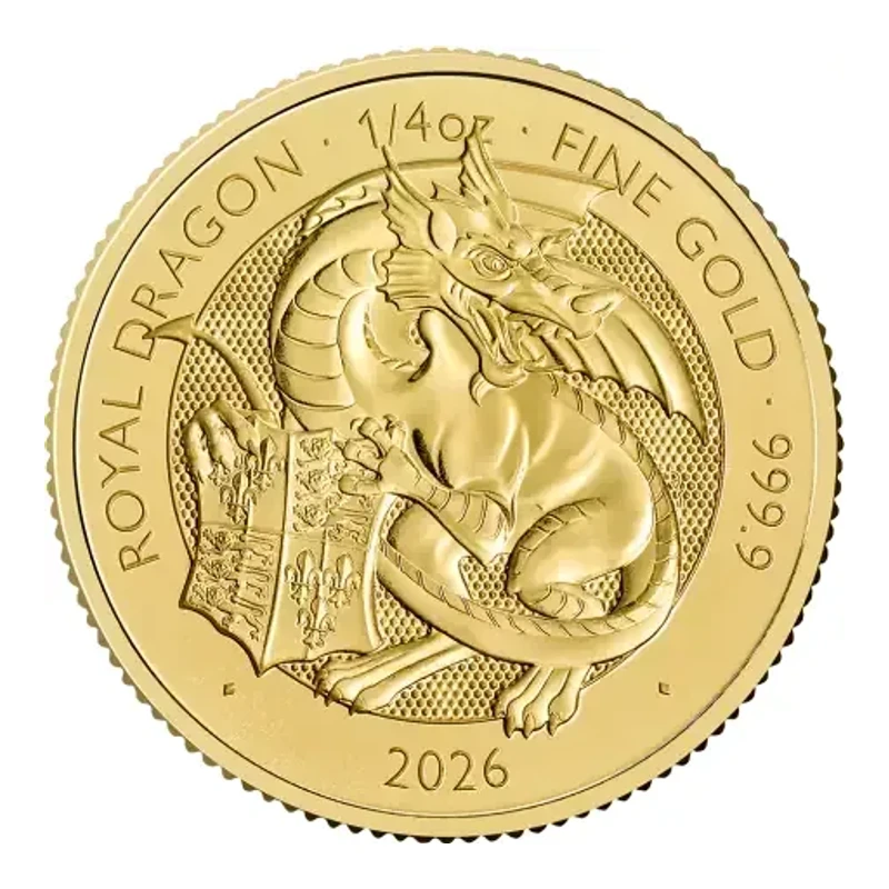 2026 1/4 oz UK Tudor Beasts Royal Dragon Gold Coin