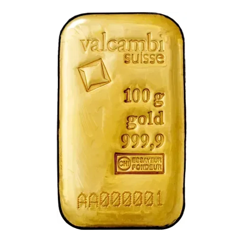 100g Gold Bar - Valcambi | Cast Bar