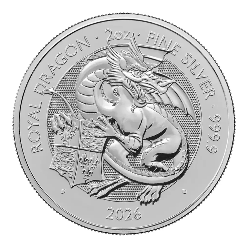 2026 2 oz UK Tudor Beasts Royal Dragon Silver Coin